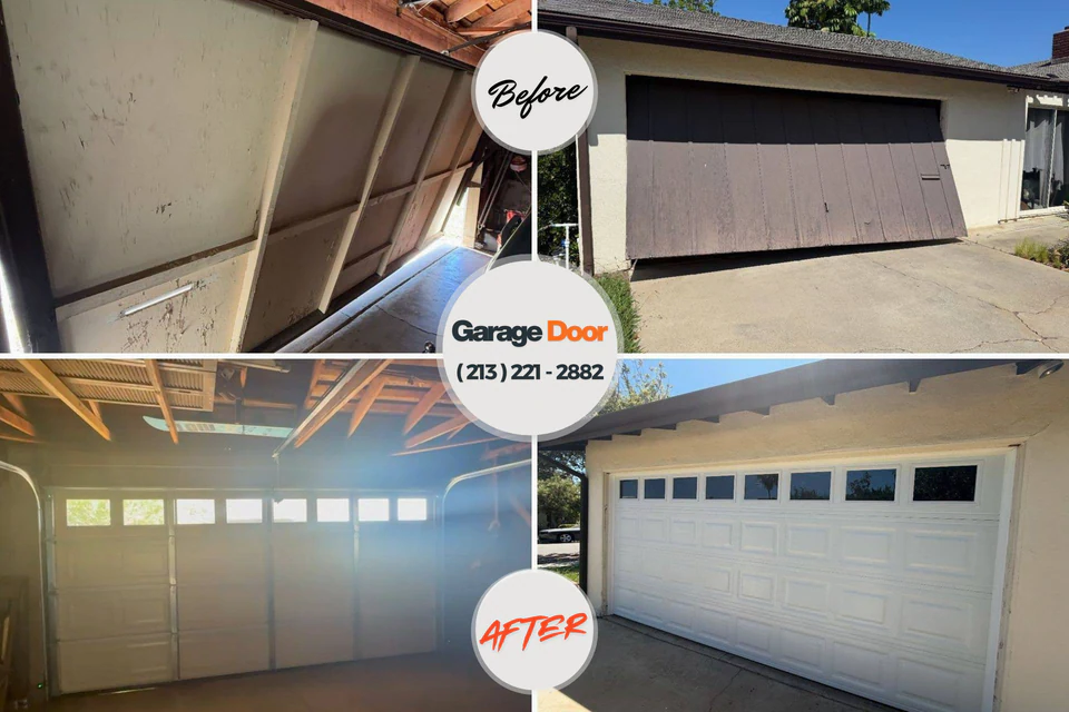 Before and after: garage door repair Toppers, OK